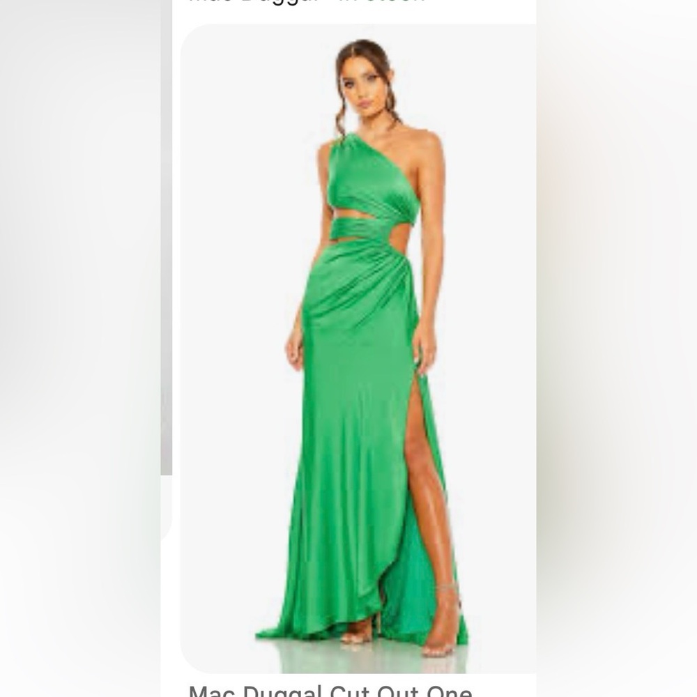 Mac Duggal Green prom dress